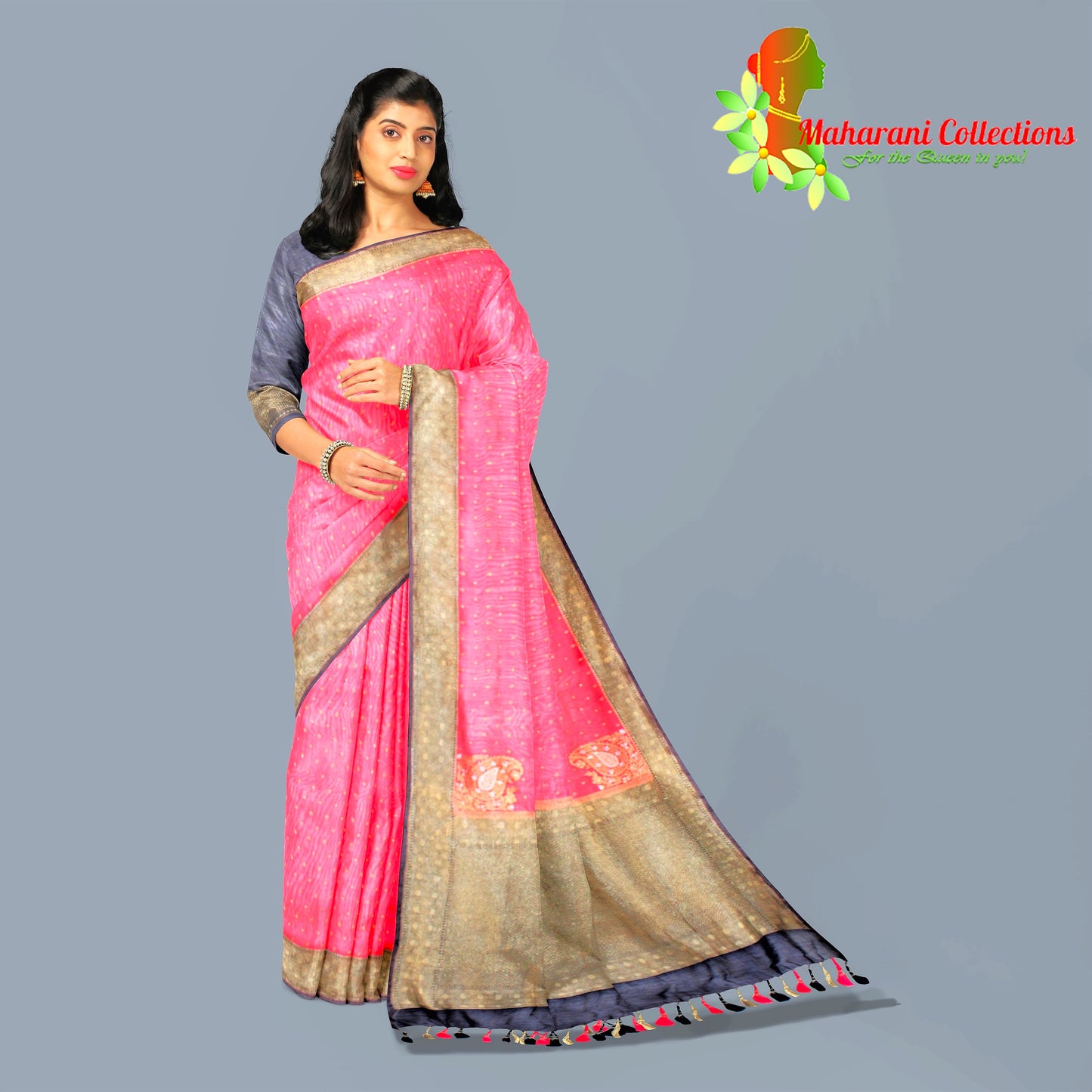 Maharani's Pure Banarasi Silk Saree - Red (with Stitched Blouse and Petticoat)