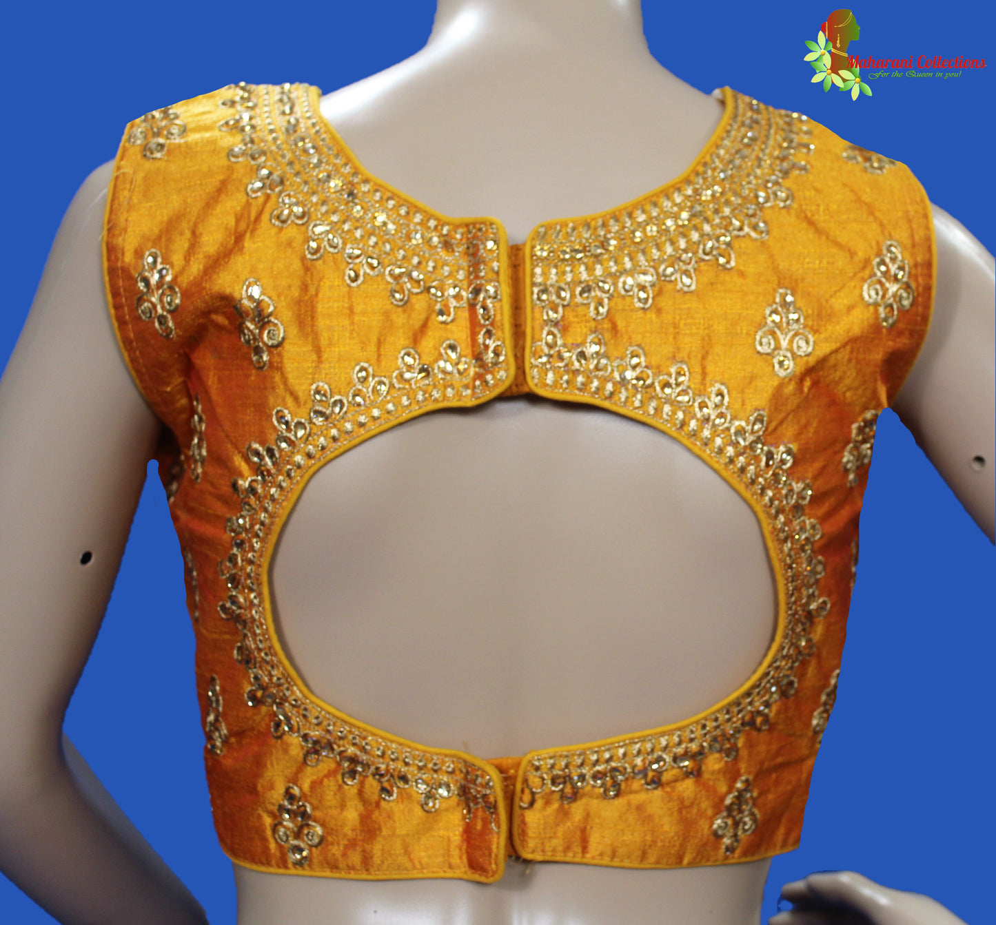 Maharani's Linen Silk Golden Zari Blouse - Yellow