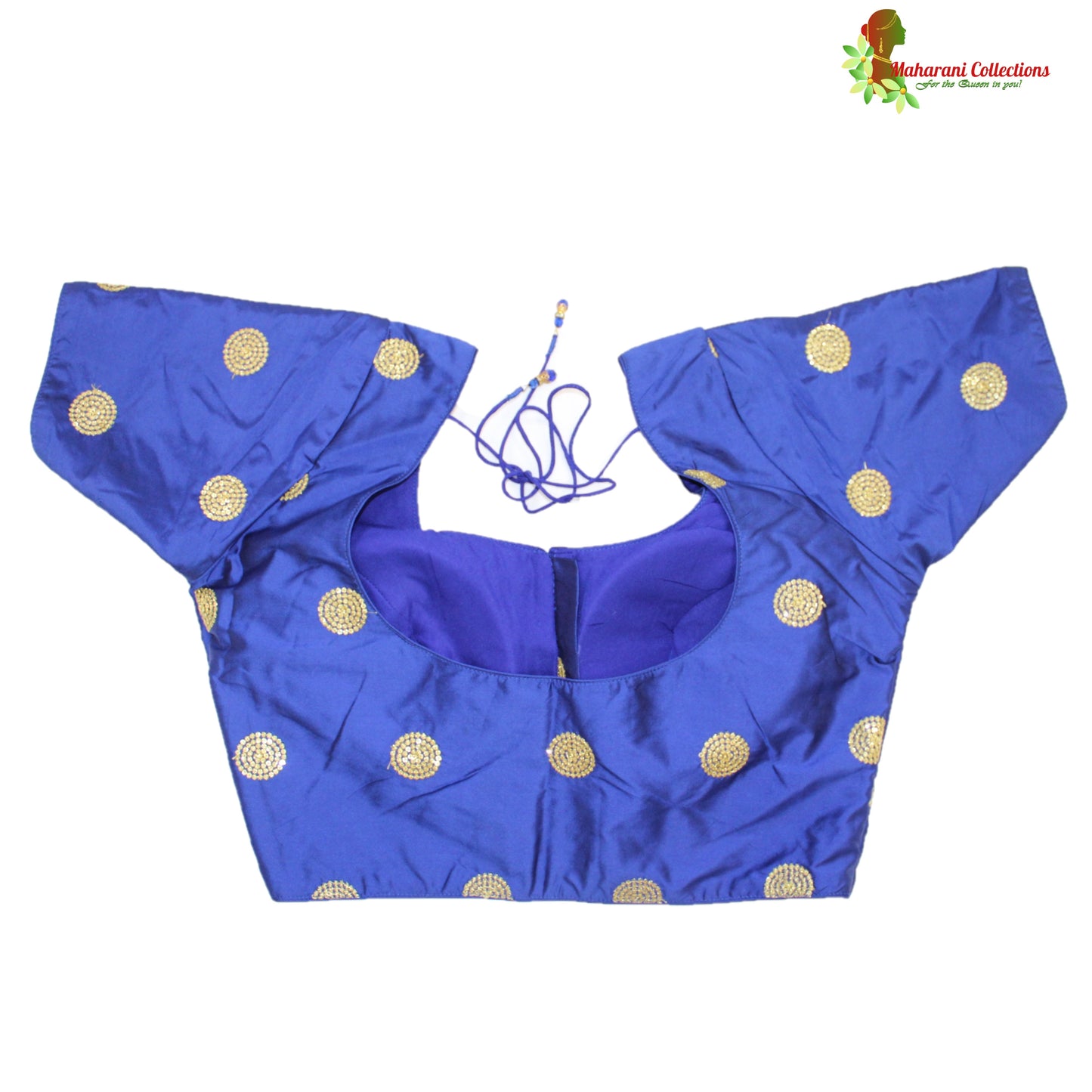 Maharani's Pure Banarasi Silk Saree - Blue with Green Border (with stitched Blouse and Petticoat)