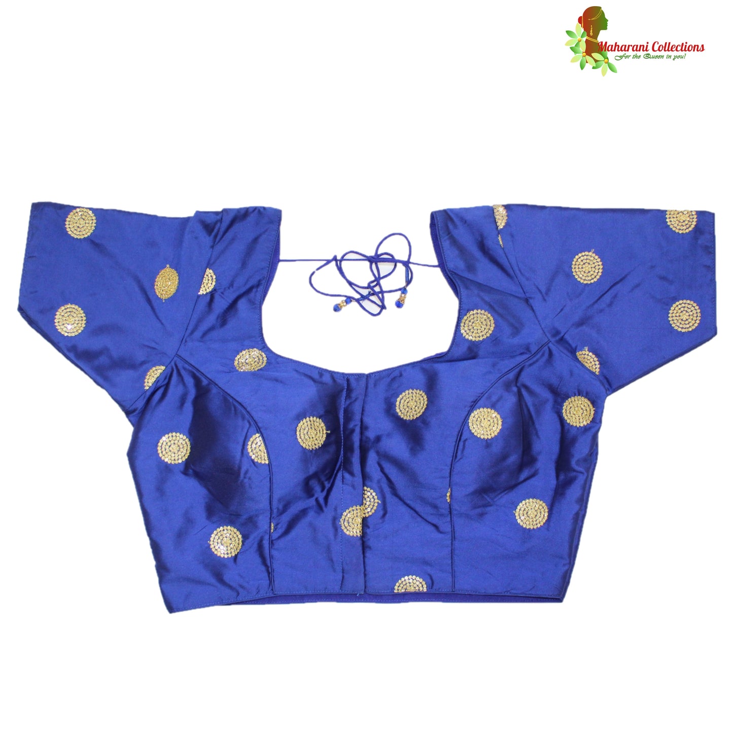 Maharani's Pure Banarasi Silk Saree - Blue with Green Border (with stitched Blouse and Petticoat)