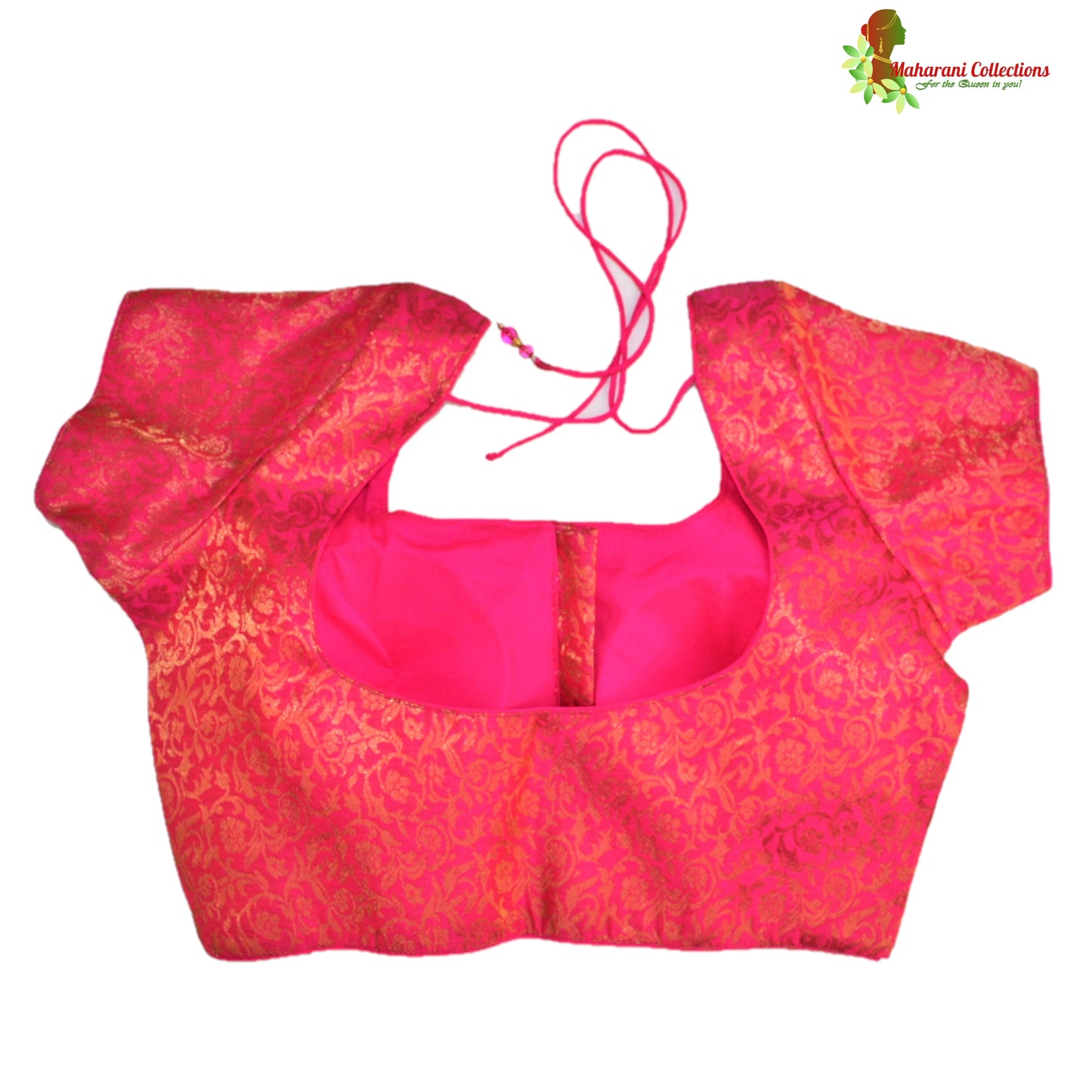 Maharani's Pure Banarasi Silk Saree - Pink (with Stitched Blouse and Petticoat)