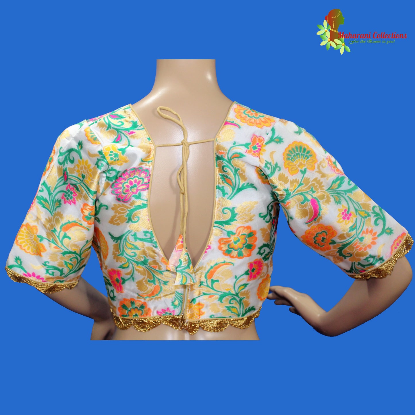Maharani's Banarasi Silk Brocade Blouse - Beige
