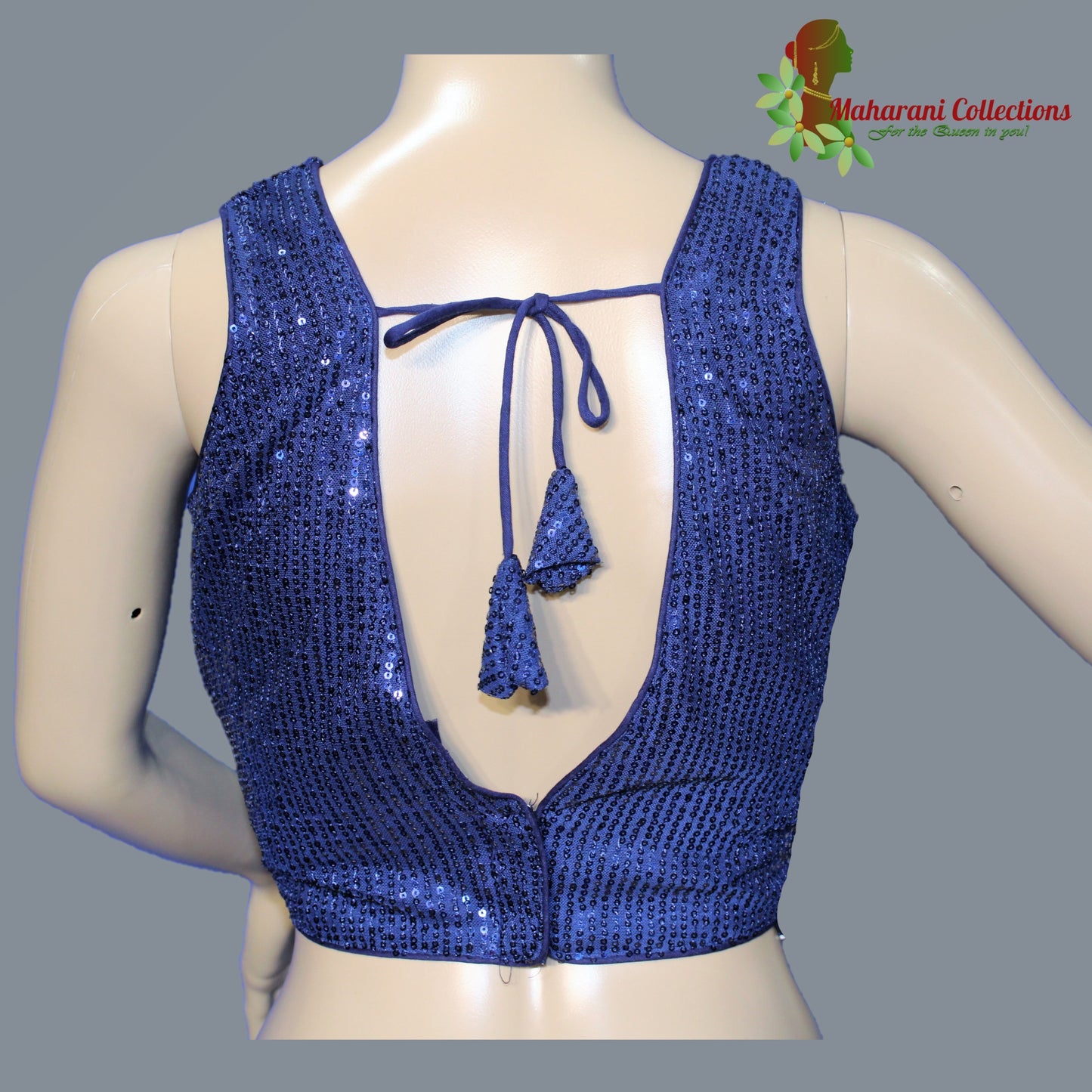 Maharani's Glittering Sequins Blouse - Blue