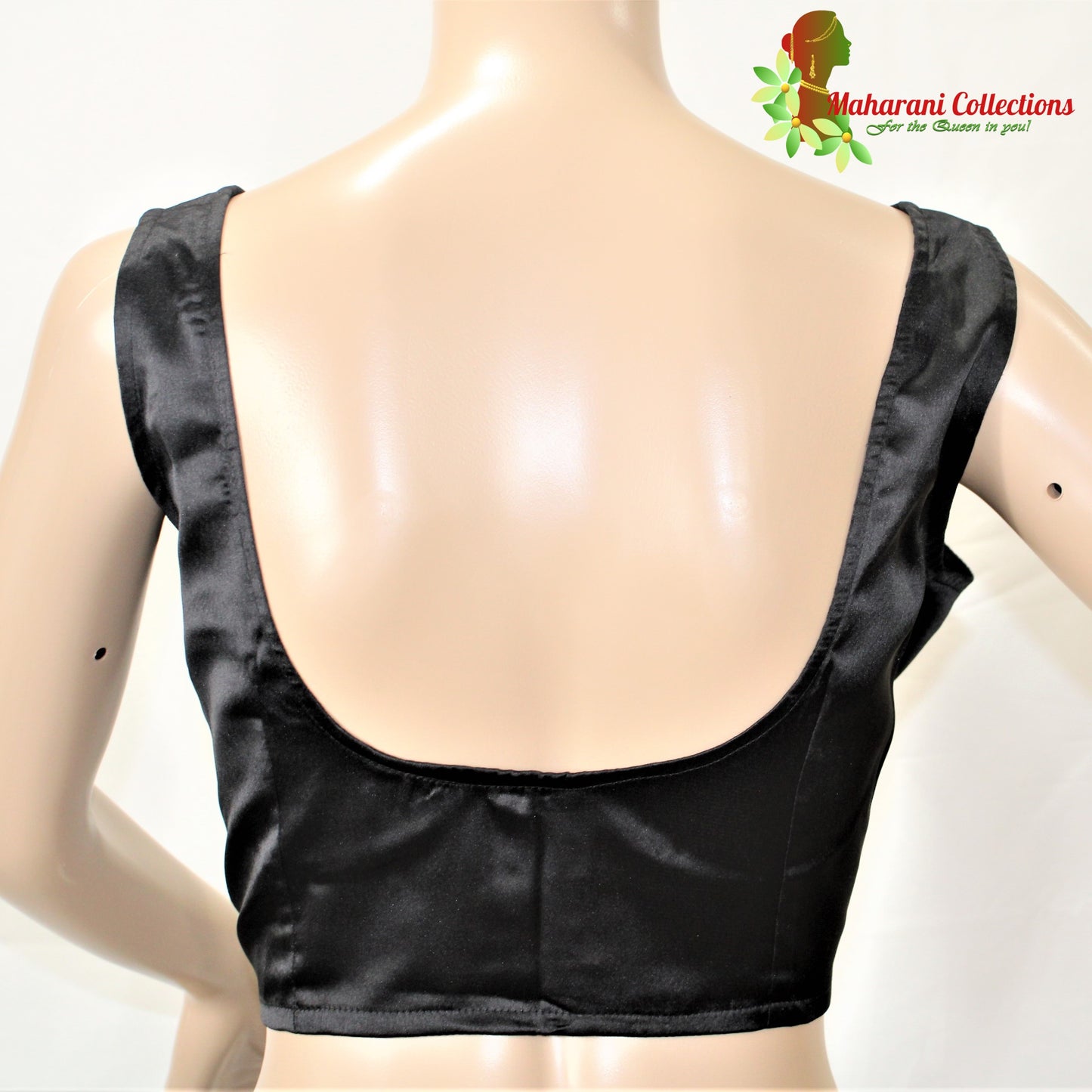 Maharani's Party Wear Georgette Sequins Saree - Black (with Stitched Blouse and Petticoat)