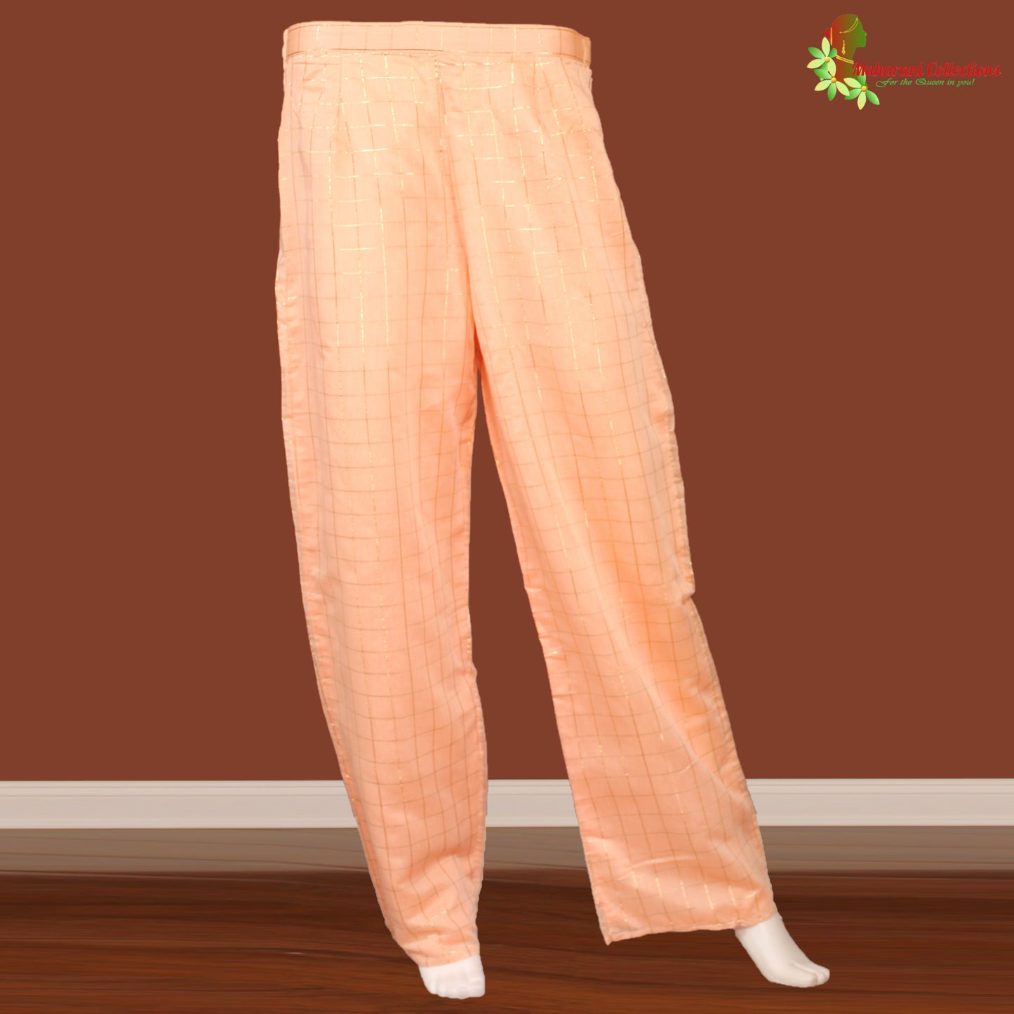Maharani's Designer Palazzo Suit Set - Peach (M) - Soft Silk
