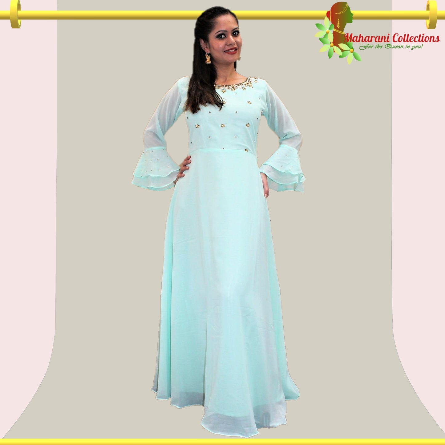 Maharani's Anarkali Suit - Sea Green (M) Georgette
