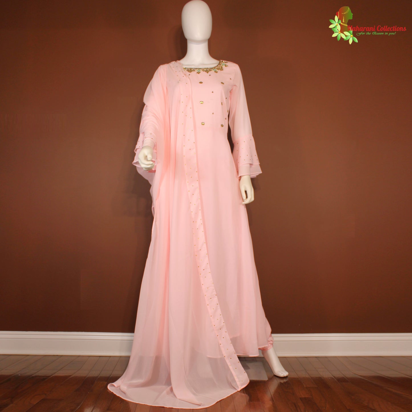 Maharani's Designer Anarkali Suit - Pink (M) - Pure Georgette - Gala Gown