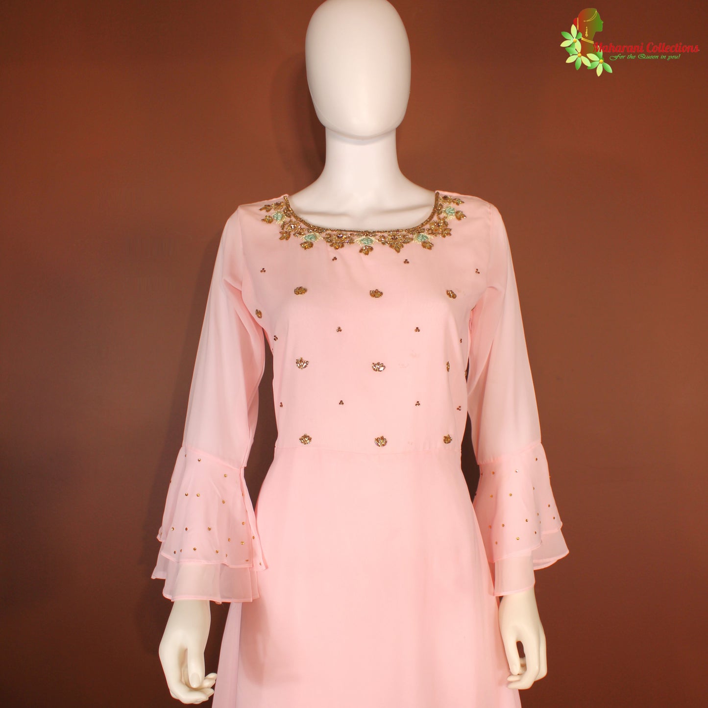 Maharani's Designer Anarkali Suit - Pink (M) - Pure Georgette - Gala Gown