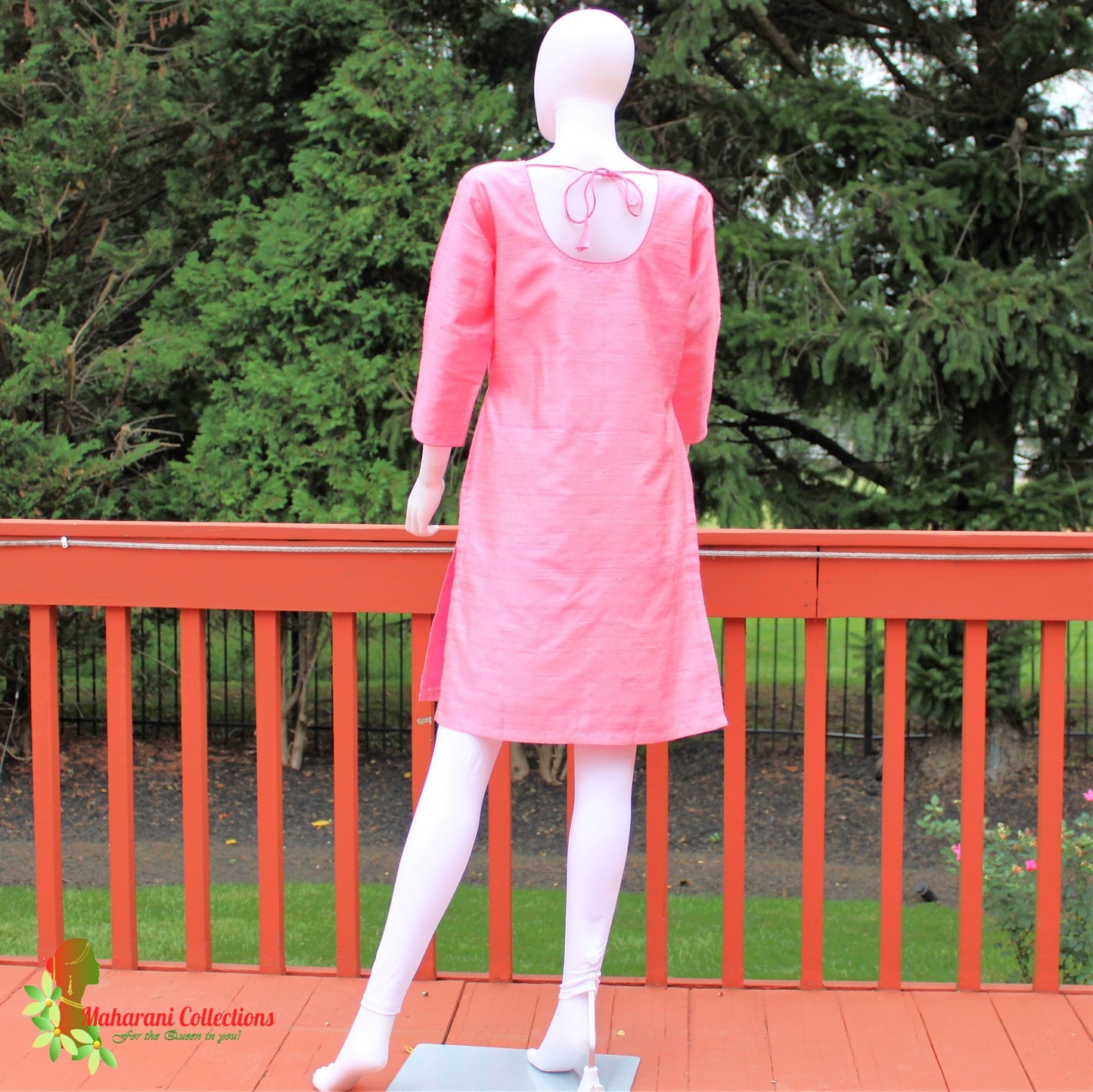 Maharani's Finest Silk Pant Suit - Pure Bhagalpur Tussar Silk - Pink (M)