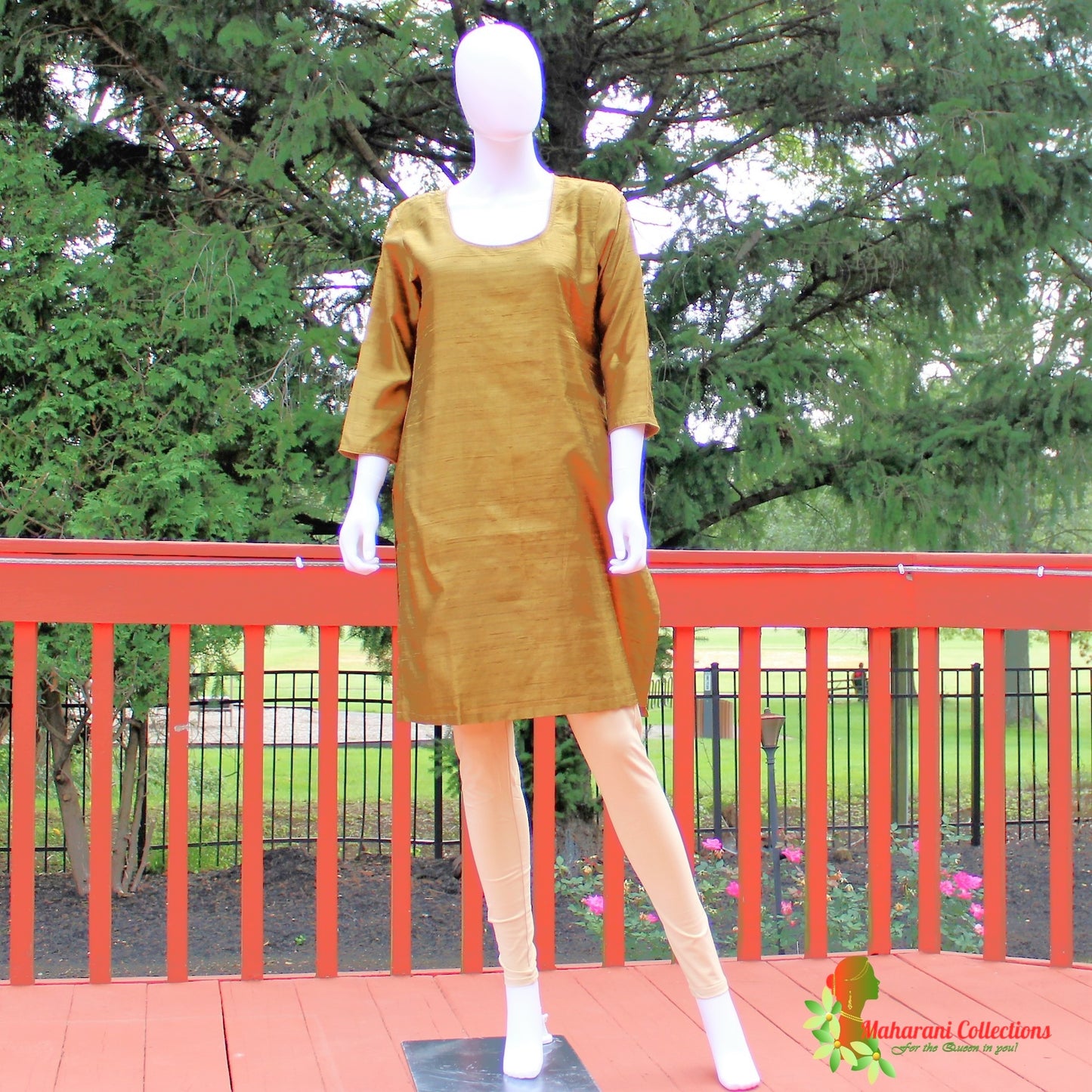 Maharani's Finest Silk Pant Suit - Pure Bhagalpur Tussar Silk - Olive Green (M)