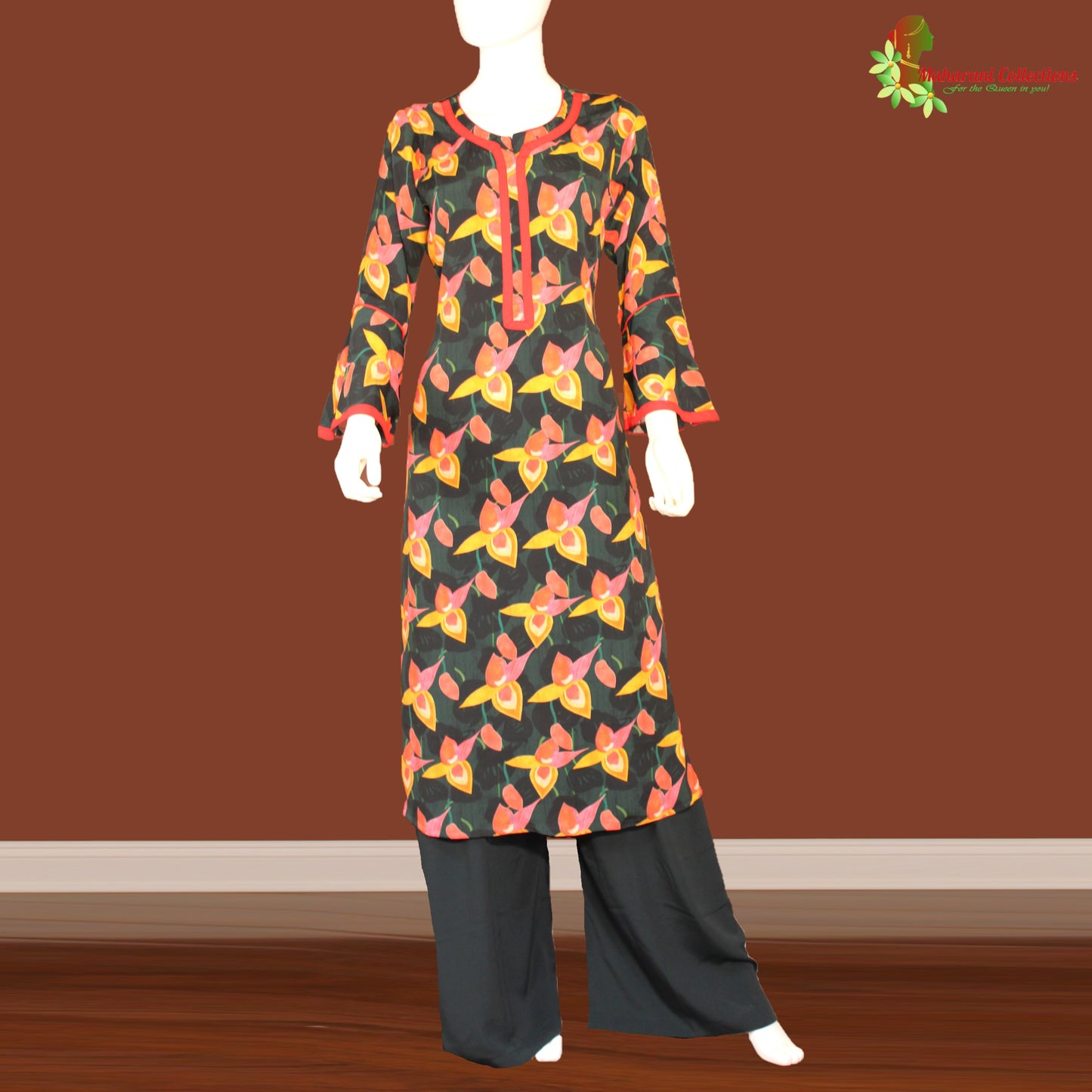 Maharani's Palazzo Suit Set - Black (XL) - Soft Chiffon