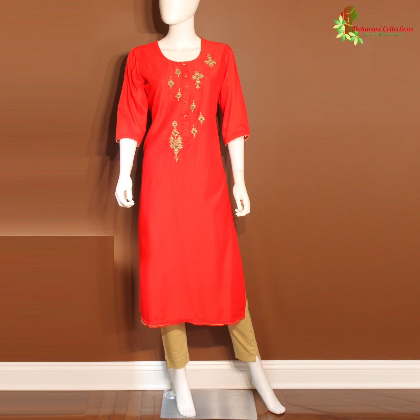 Maharani's Finest Silk Pant Suit - Red (L)