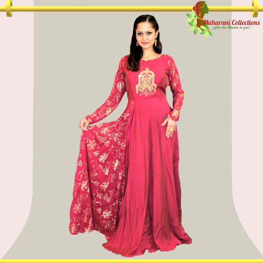 Maharani's Anarkali Suit - Maroon (M) Silk Gala Gown