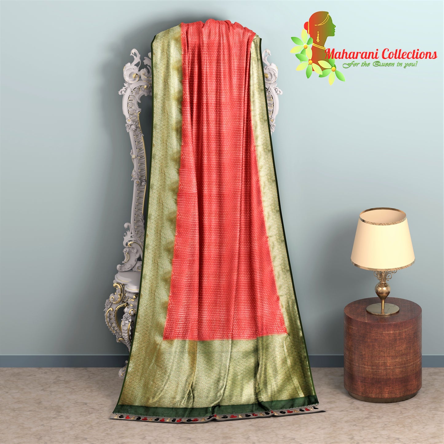 Pure Tussar Silk Saree (Silk Mark) - Red (with Stitched Blouse & Petticoat)