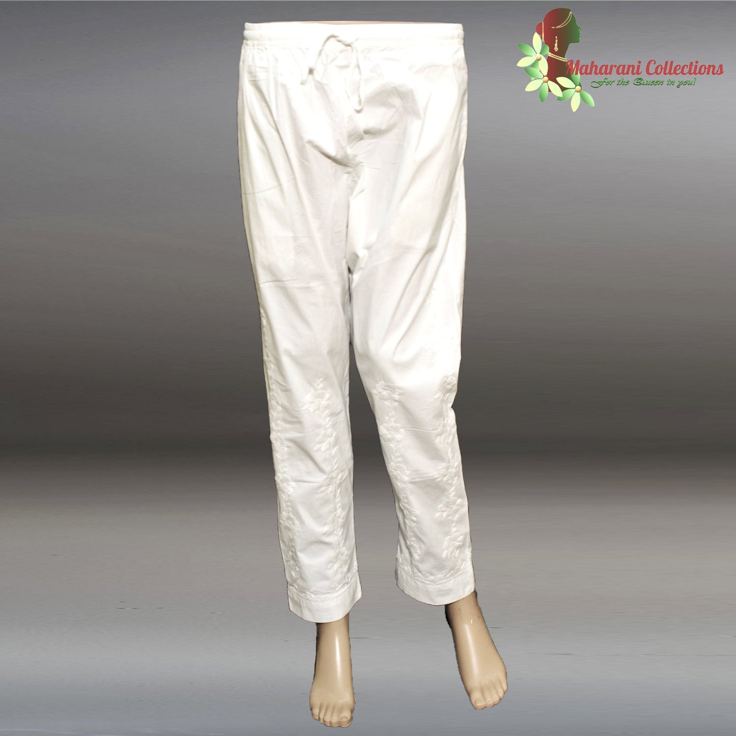 Maharani's Lucknowi Chikankari Pant Suit - Peach (L) - Chanderi Silk