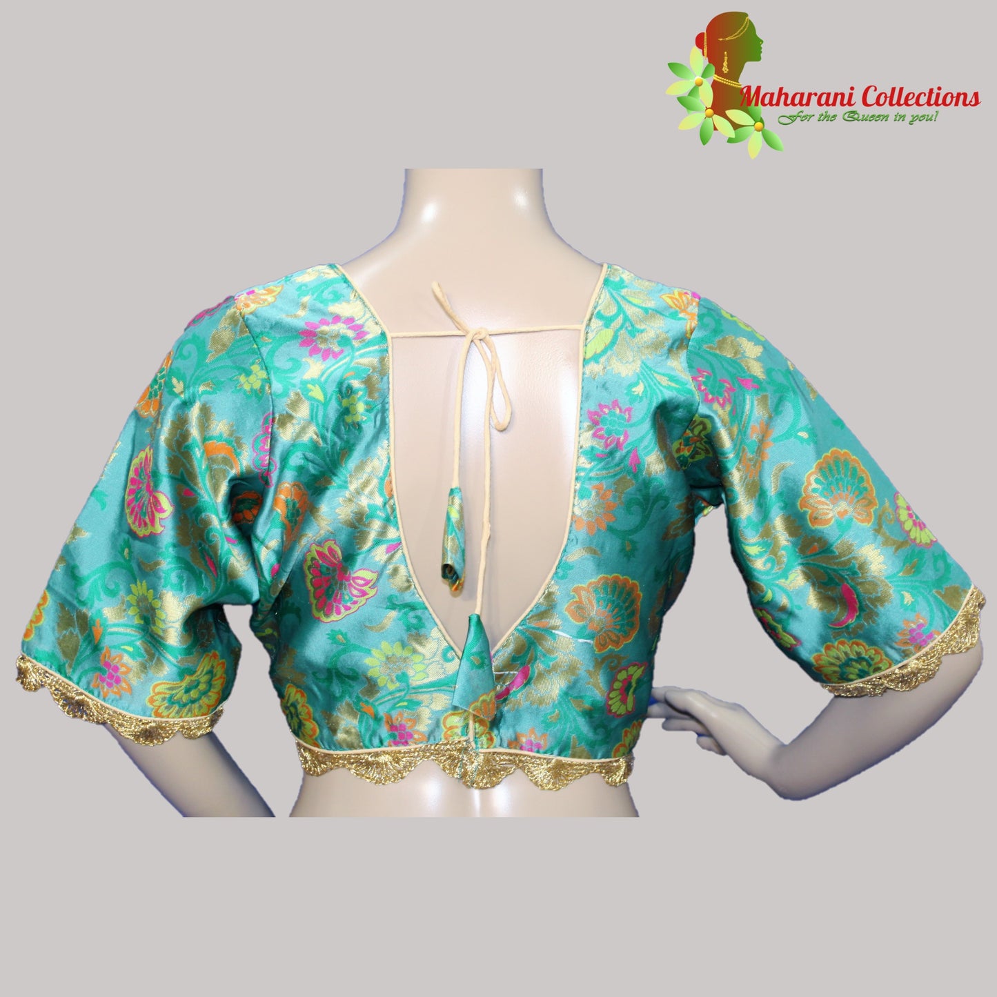 Maharani's Banarasi Silk Brocade Blouse - Sea Green