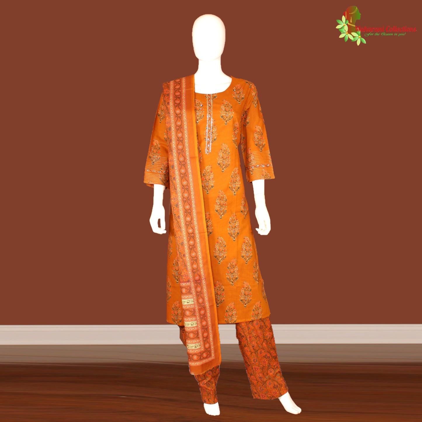 Maharani's Soft Cotton Salwar Suit - Dijon Yellow (L)