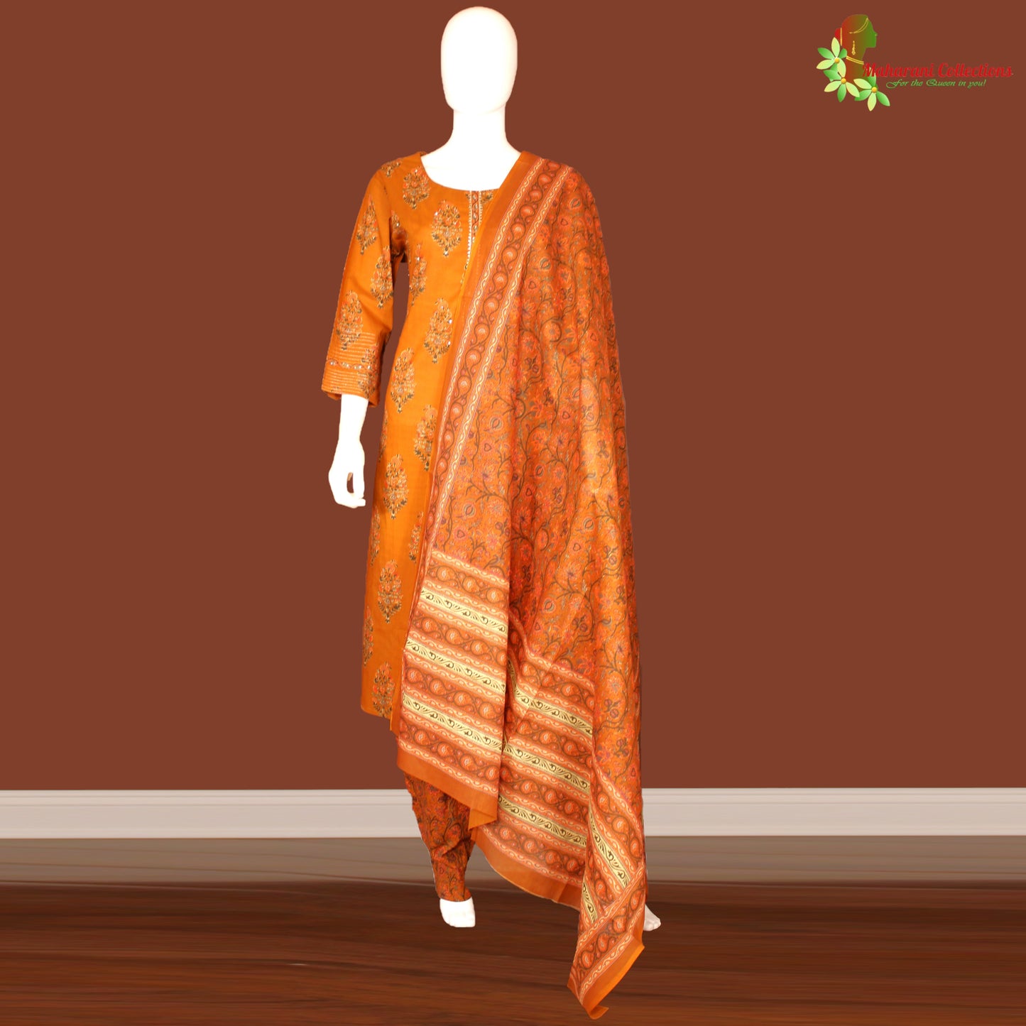 Maharani's Soft Cotton Salwar Suit - Dijon Yellow (M)