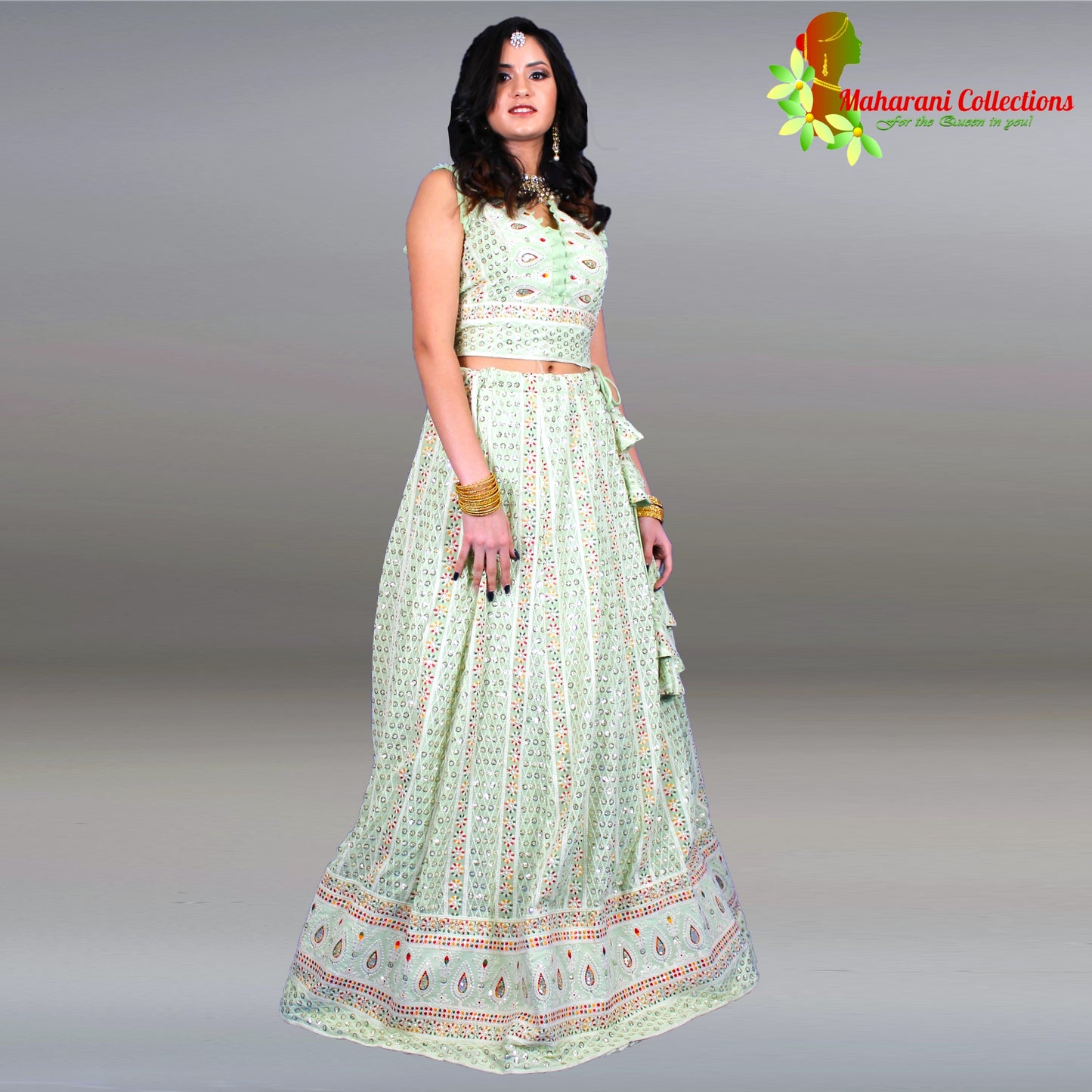 Maharani's Designer Silk Lehenga Choli - Light Sea Green