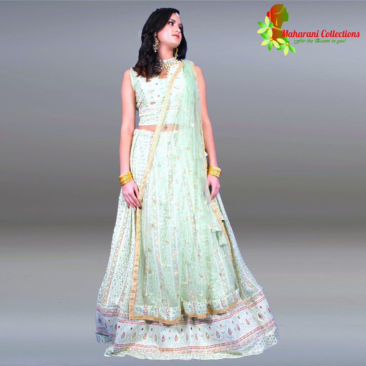 Maharani's Designer Silk Lehenga Choli - Light Sea Green