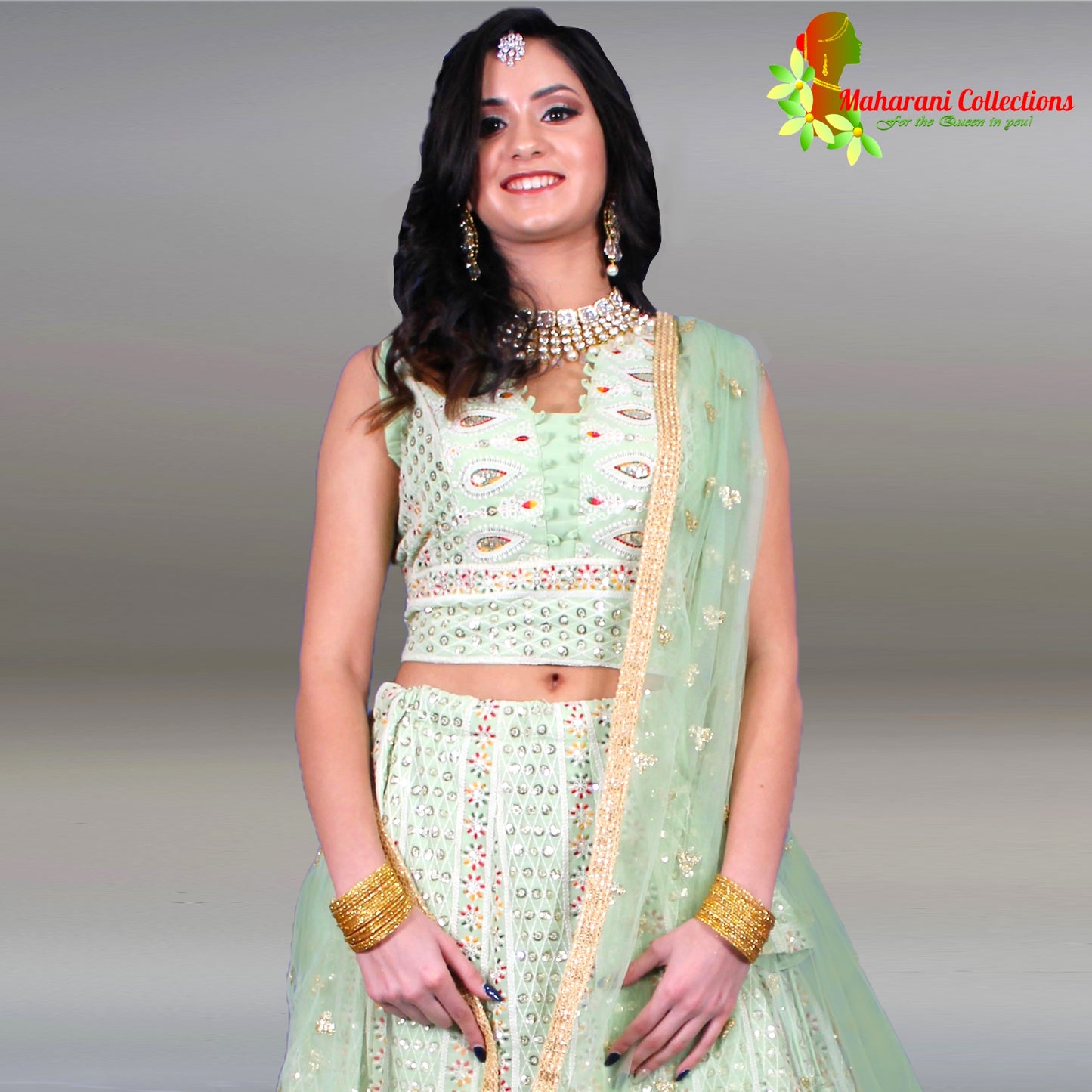 Maharani's Designer Silk Lehenga Choli - Light Sea Green