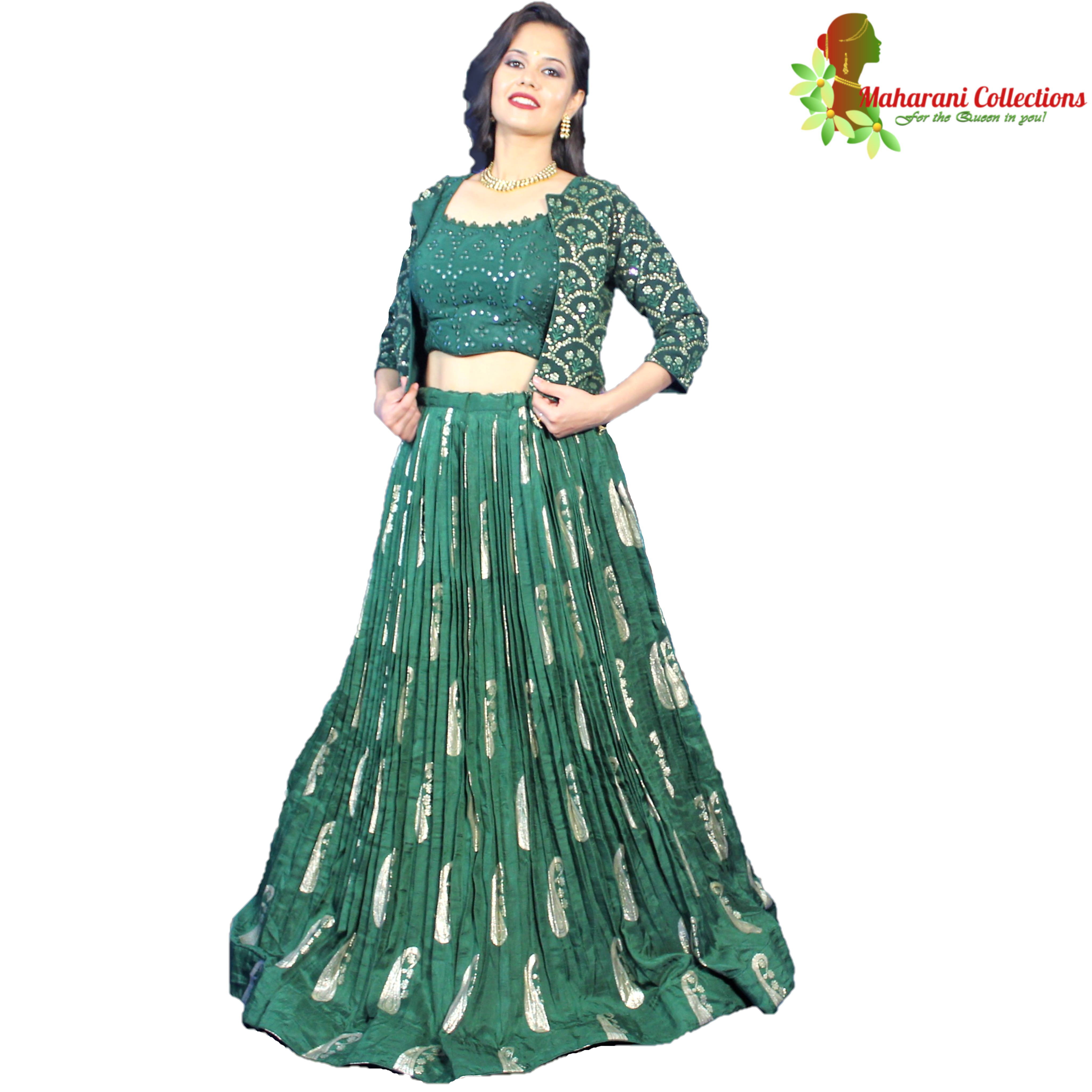 Designer Lehenga Green coloured Choli with Koti!! – Royskart