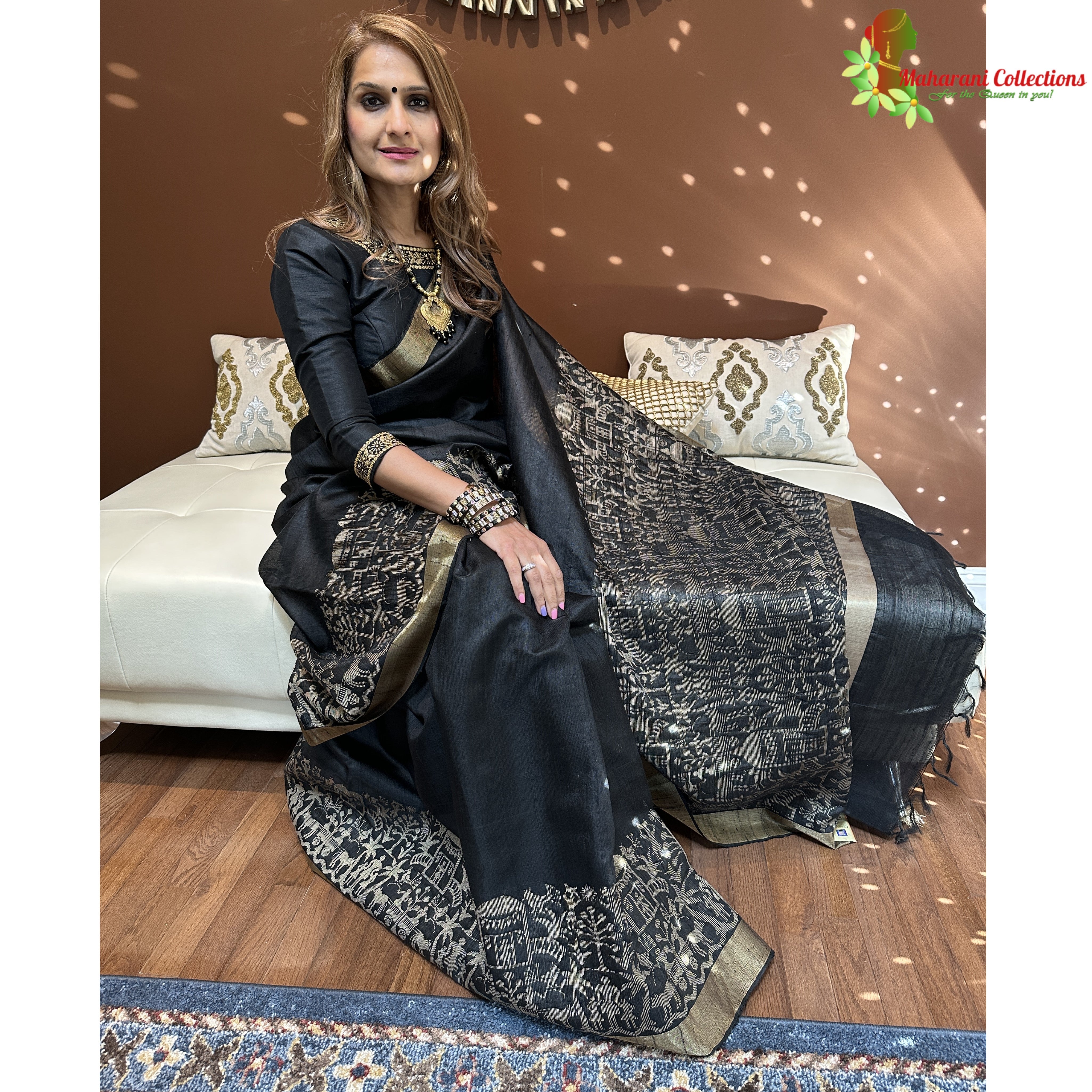 Gold Tussar Silk Saree With Unique Slub Weaving Pattern – Shivansh Fab