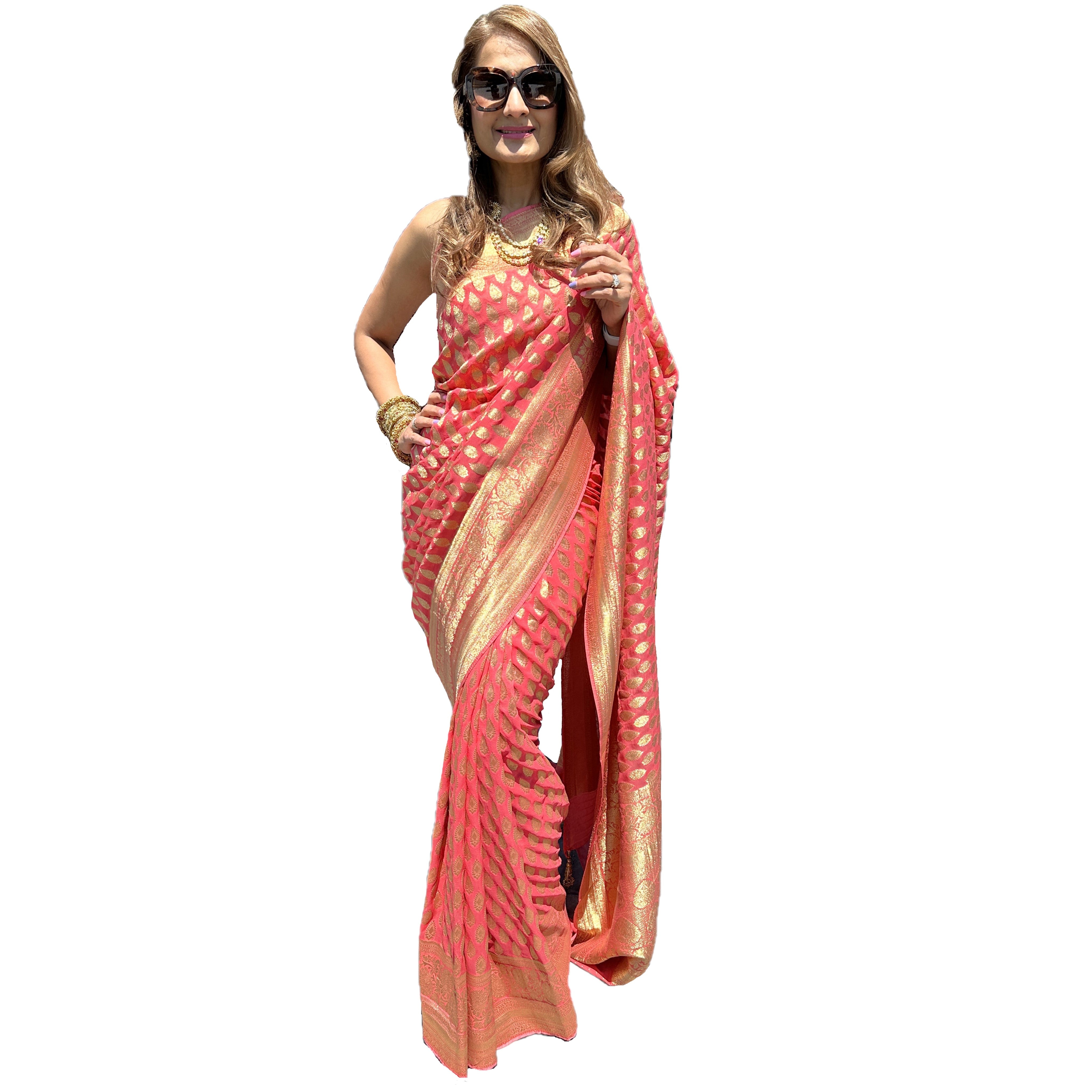 Pure Banarasi Khaddi Georgette Saree - Absolute Fashion