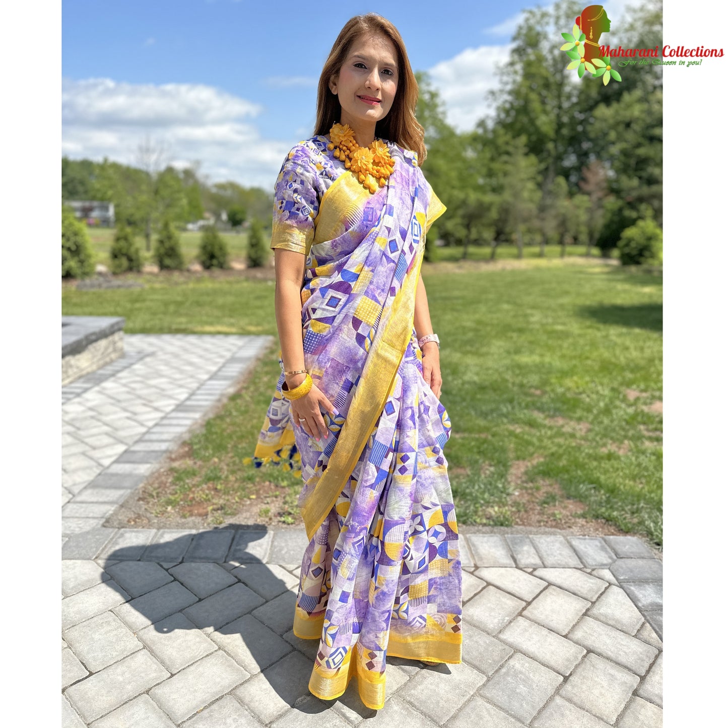 Maharani's Simple Elegance Matka Silk Saree - Purple (with Stitched Blouse and Petticoat)