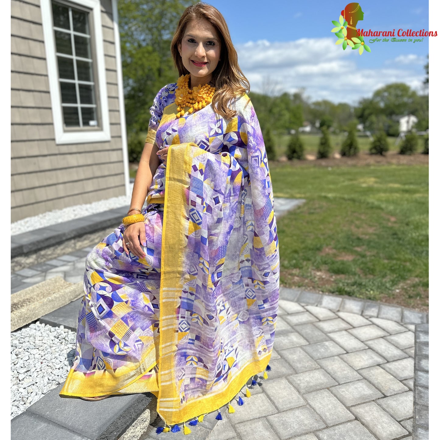 Maharani's Simple Elegance Matka Silk Saree - Purple (with Stitched Blouse and Petticoat)
