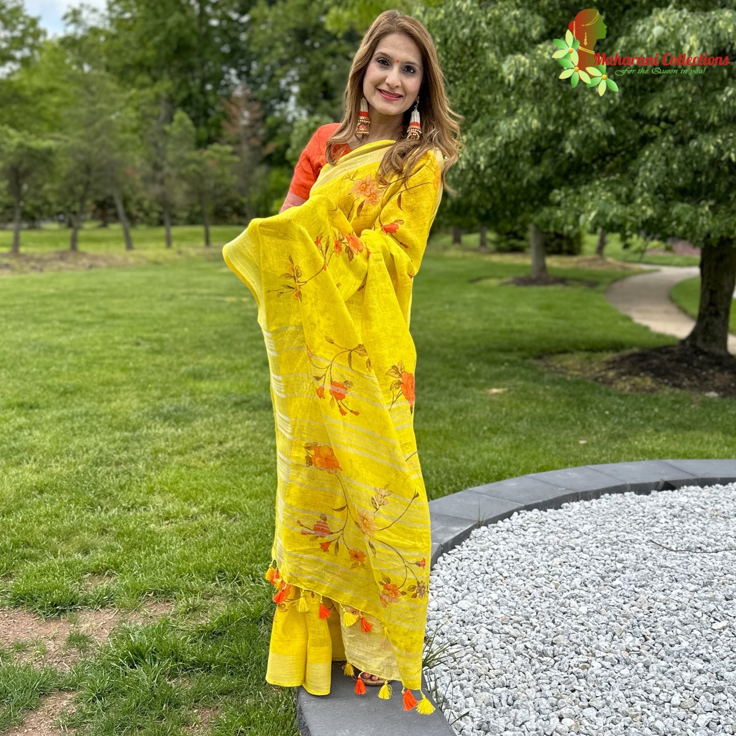 Maharani's Simple Elegance Matka Silk Saree - Auspicious Yellow (with stitched blouse and petticoat)