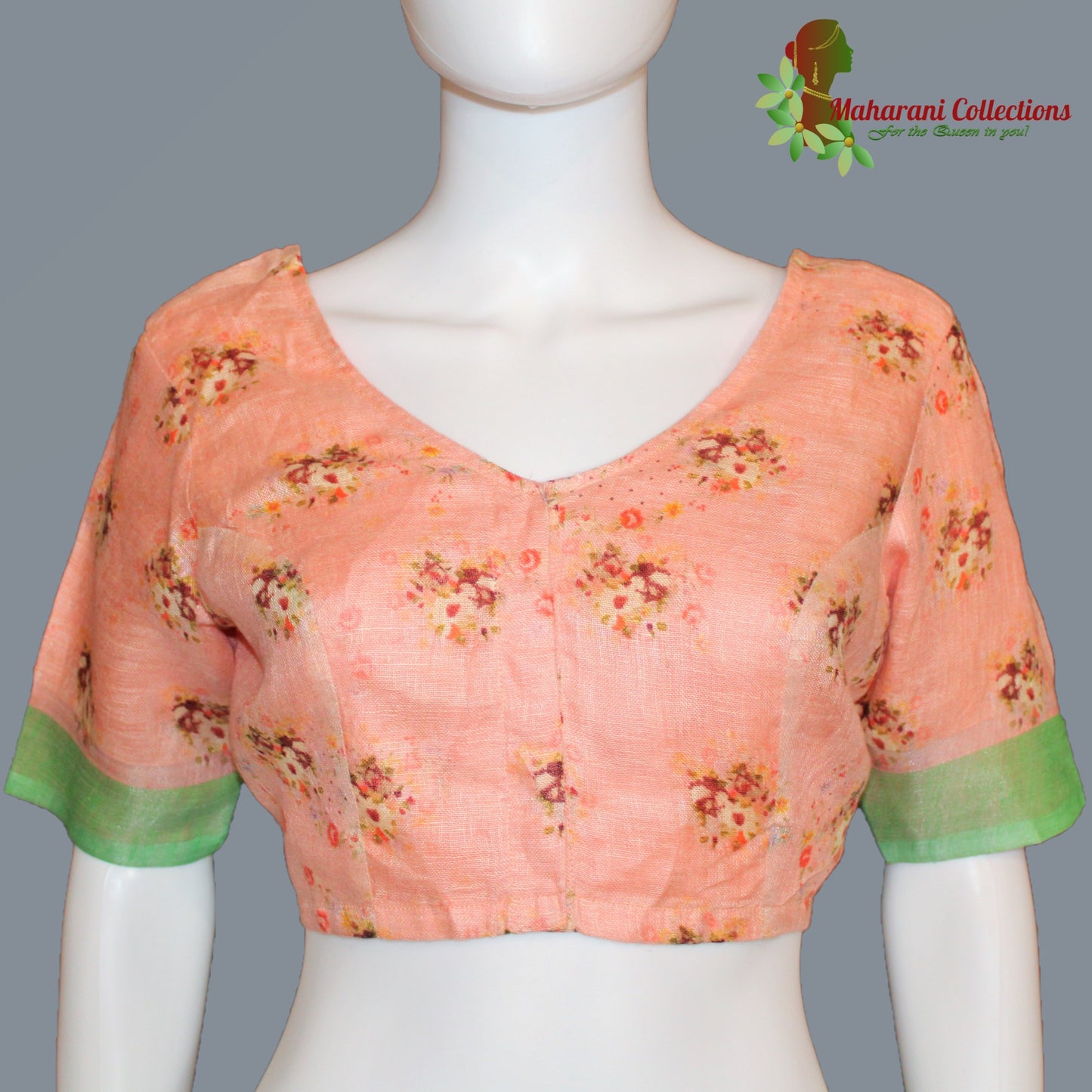 Maharani's Simple Elegance Matka Silk Saree - Peach (with stitched blouse and petticoat)