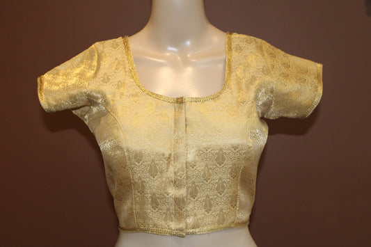 Maharani's Banarasi Silk Readymade Blouse - Golden