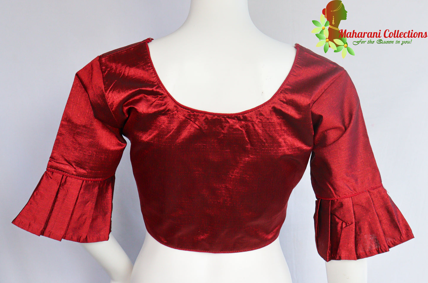 Maharani's Linen Silk Readymade Blouse - Maroon