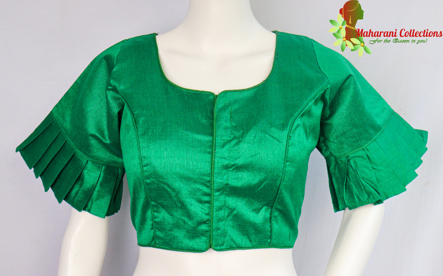 Maharani's Linen Silk Readymade Blouse - Green