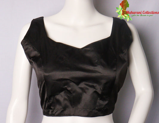 Maharani's Satin Silk Sleeveless Blouse - Black