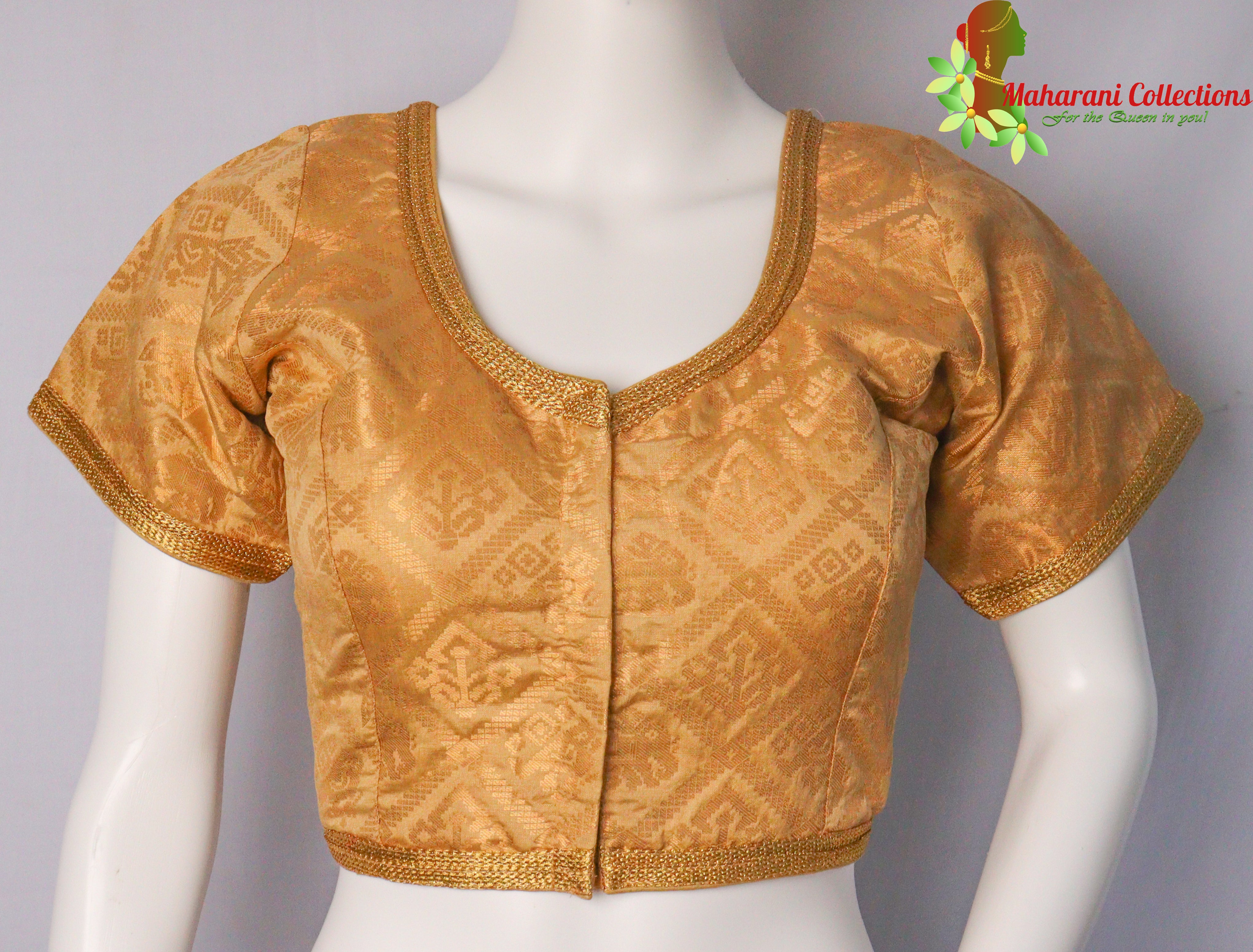 Maharani's Banarasi Silk Readymade Blouse - Golden – Maharani Collections