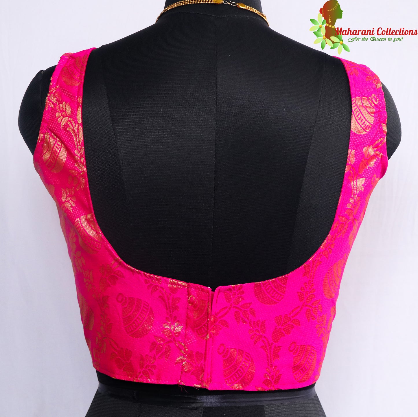 Maharani's Linen Silk Banarasi Brocade Blouse - Pink