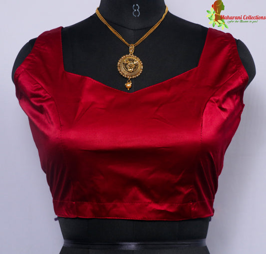 Maharani's Satin Silk Sleeveless Blouse - Maroon