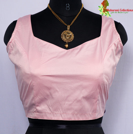 Maharani's Satin Silk Sleeveless Blouse - Pink