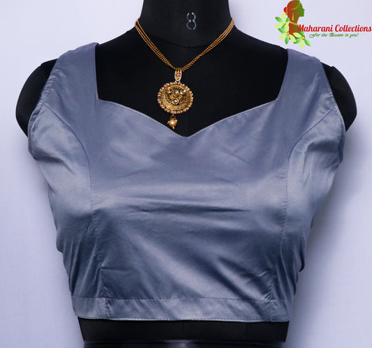 Maharani's Satin Silk Sleeveless Blouse - Slate Grey