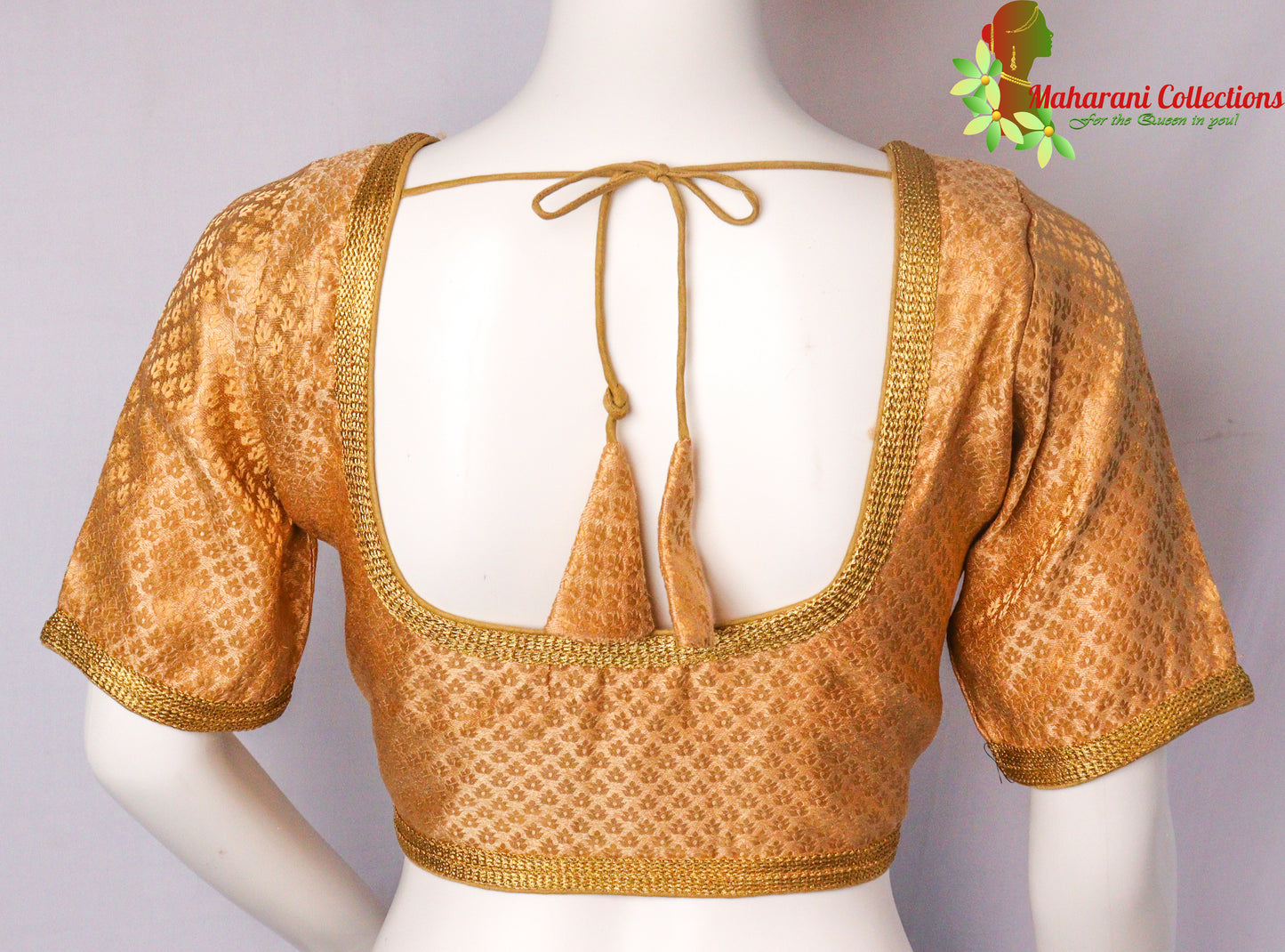Maharani's Banarasi Silk Readymade Blouse - Golden