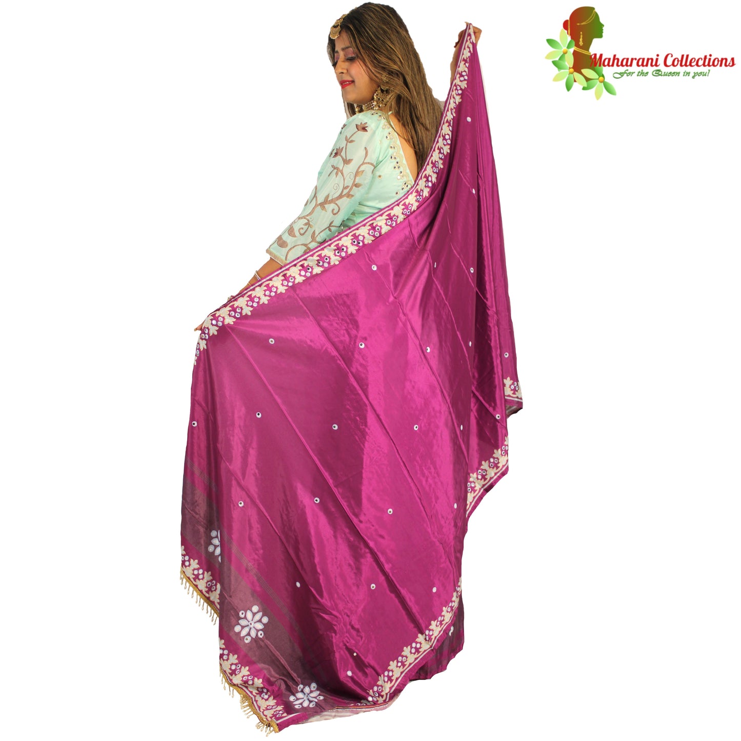 Maharani's Soft Silk Lehenga - Mint and Purple