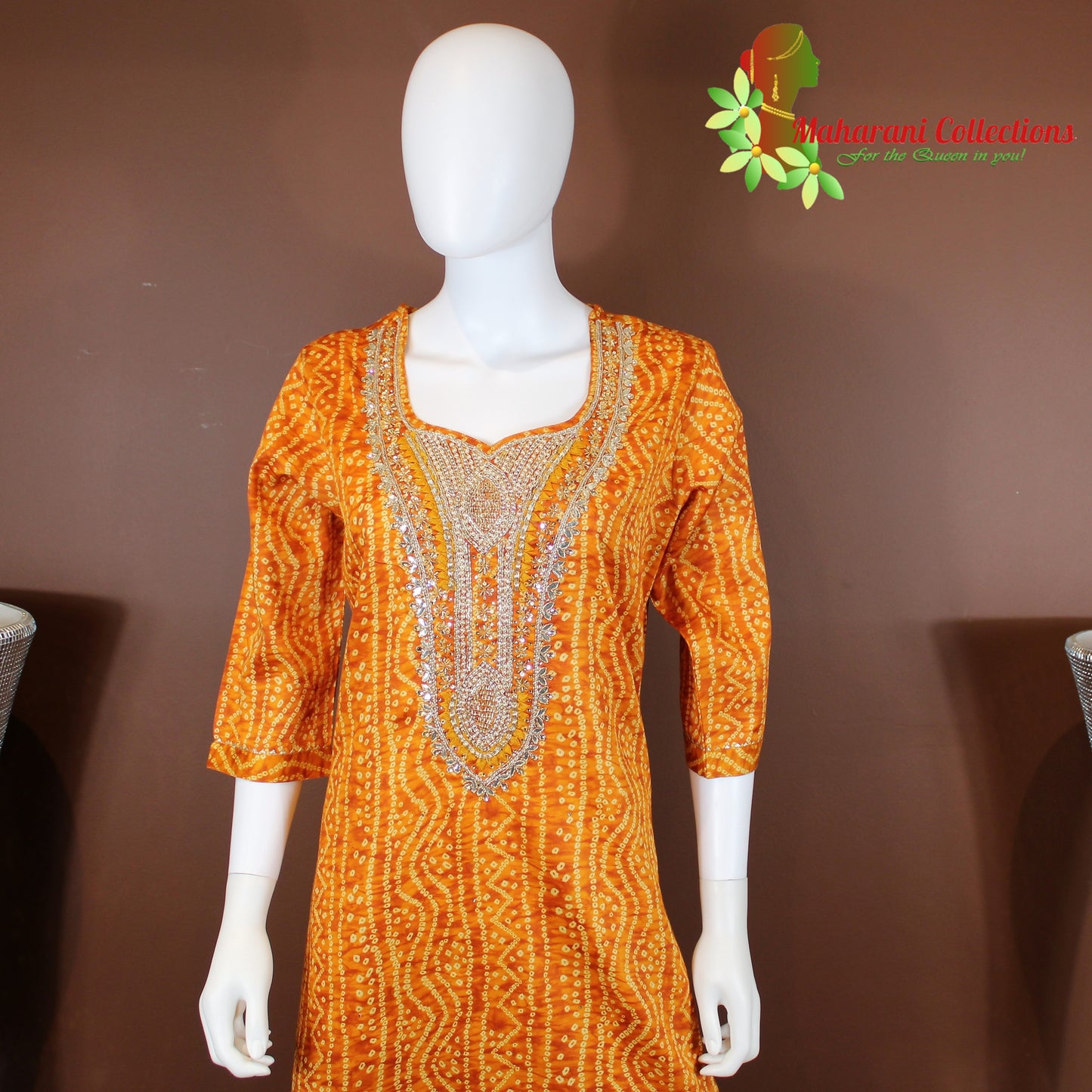 Maharani's Sharara Suit - Yellow (L) - Pure Muslin Silk