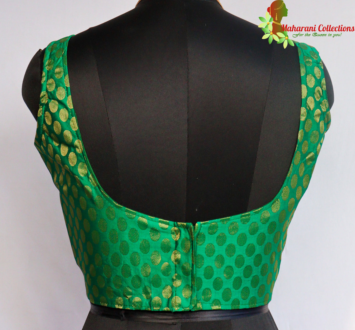 Maharani's Linen Silk Blouse with Boota - Green