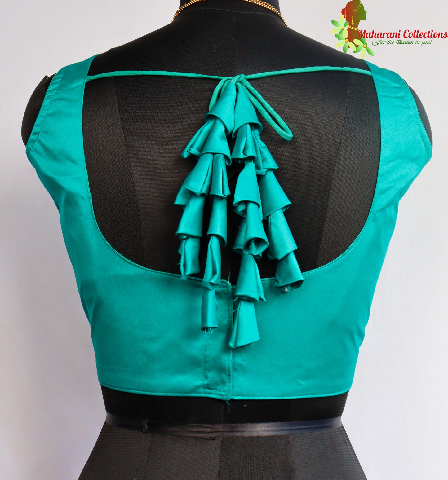 Maharani's Satin Silk Sleeveless Blouse - Teal