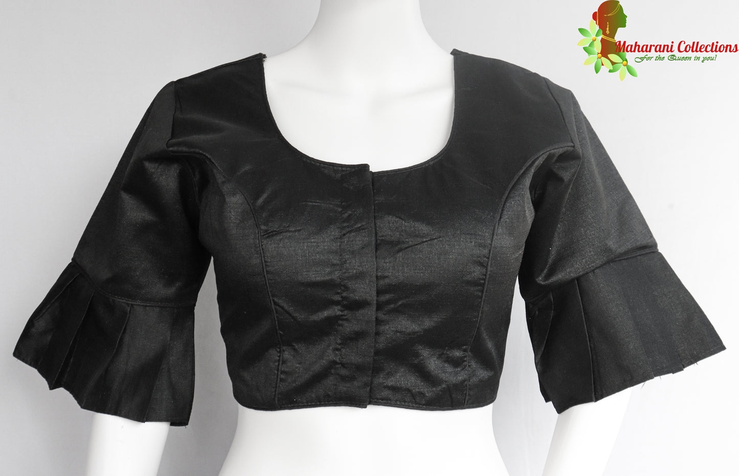 Maharani's Linen Silk Readymade Blouse - Black