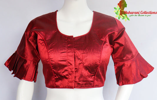 Maharani's Linen Silk Readymade Blouse - Maroon