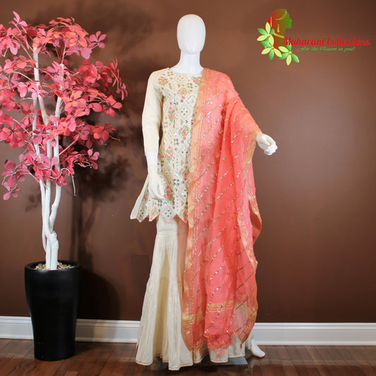 Maharani's Sharara Suit - Cream (S) - Pure Cotton