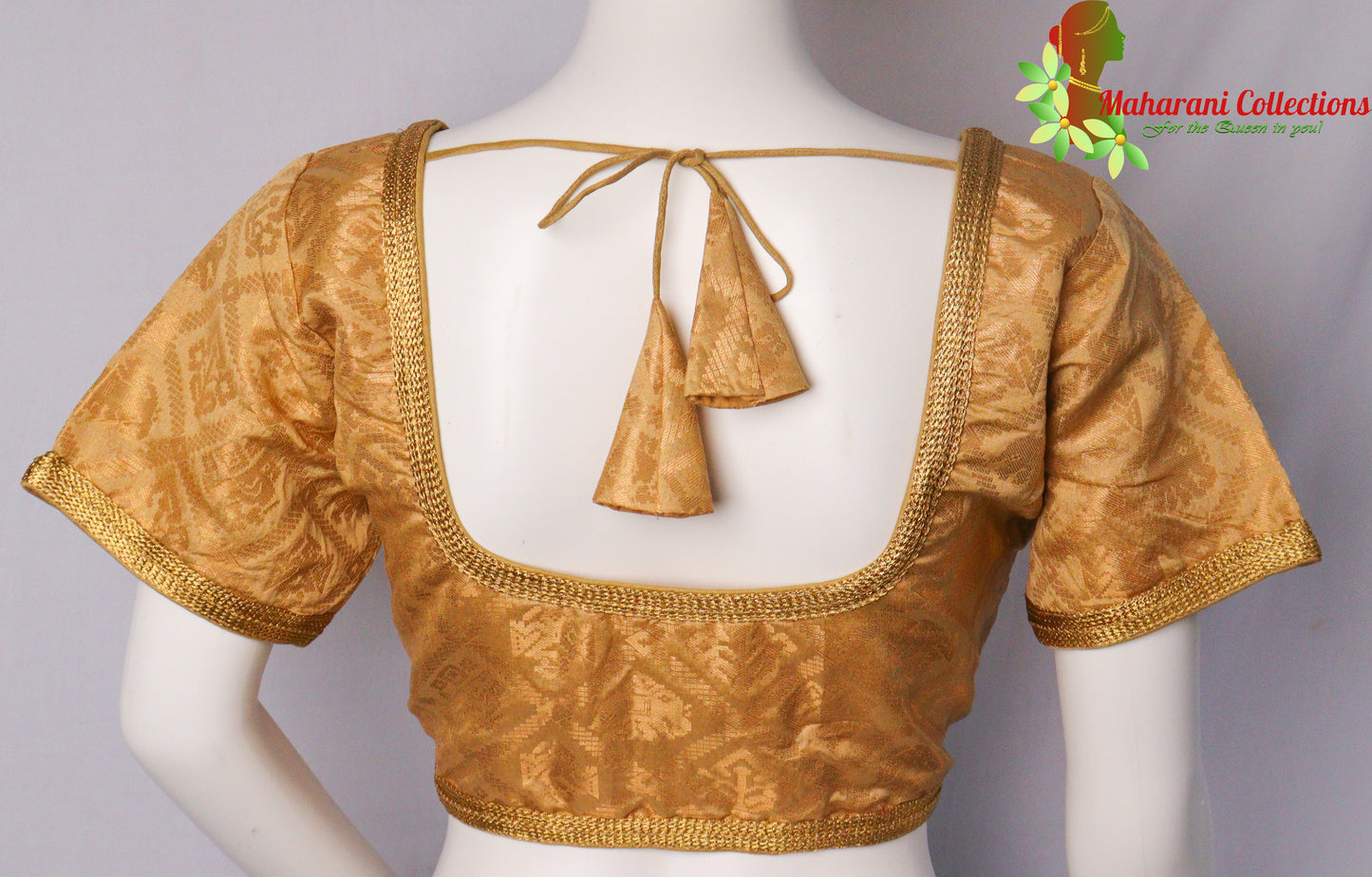 Maharani's Banarasi Silk Readymade Blouse - Golden